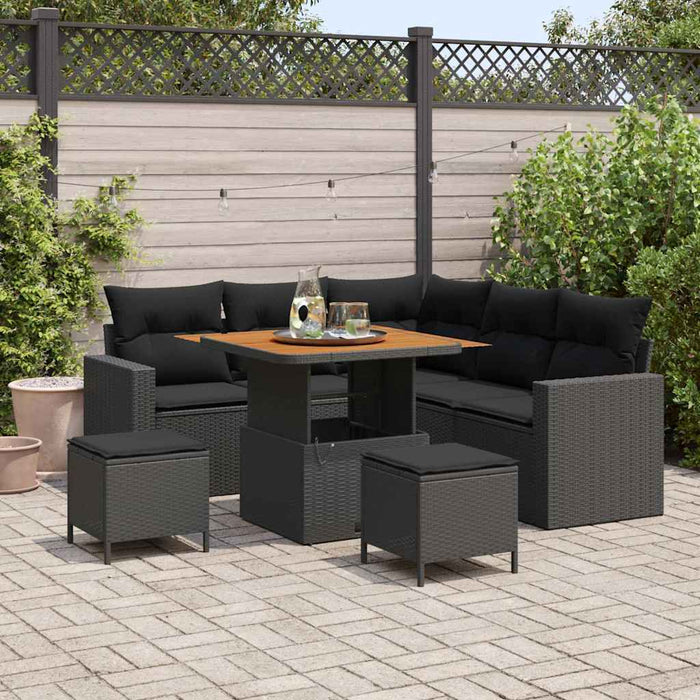 Set de canapele pentru grădină 8 pcs Negru 80 x 80 x 71 cm - WALTI WALTI