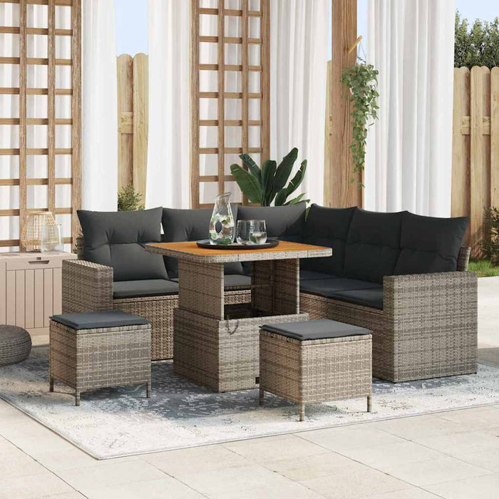 Set de canapele pentru grădină cu pernă cu depozitare 8 pcs Gri - WALTI WALTI