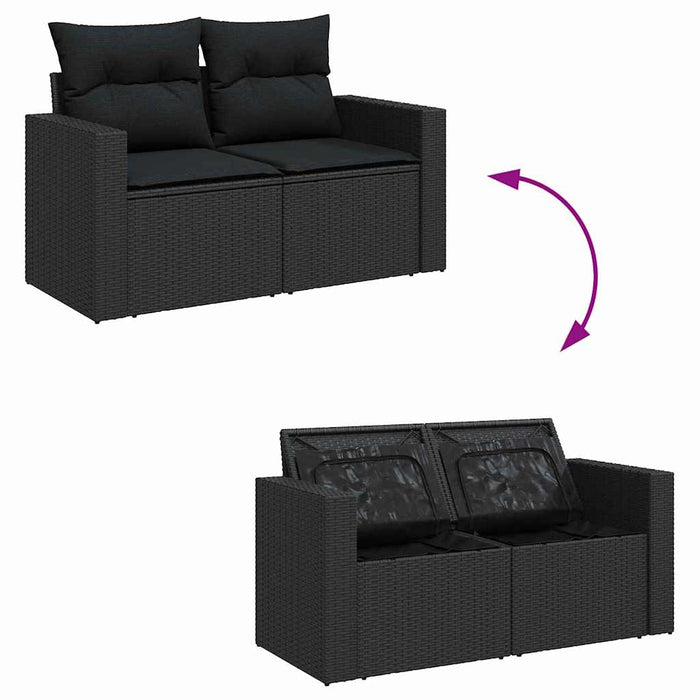 Set de canapele pentru grădină 8 pcs Negru 90 x 55 x 71 cm - WALTI WALTI