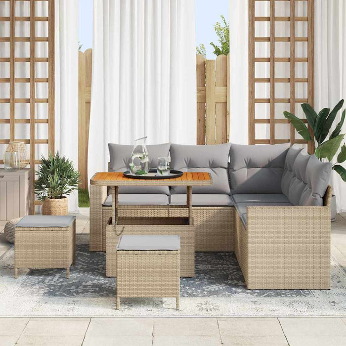 Set de canapele pentru grădină 9 pcs Beige și gri deschis - WALTI WALTI