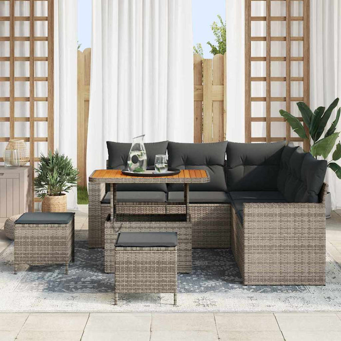 Set de canapele pentru grădină cu pernă cu depozitare 8 pcs Gri - WALTI WALTI