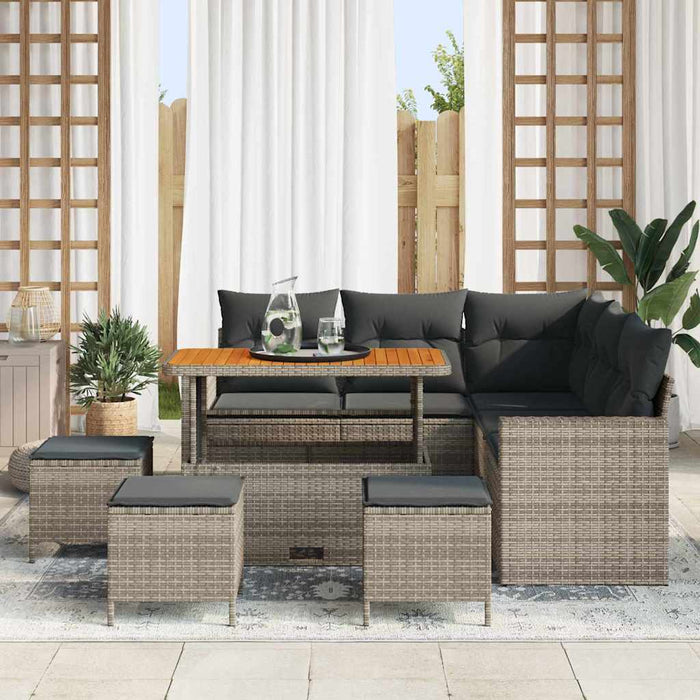 Set de canapele pentru grădină cu pernă cu depozitare 9 pcs Gri - WALTI WALTI