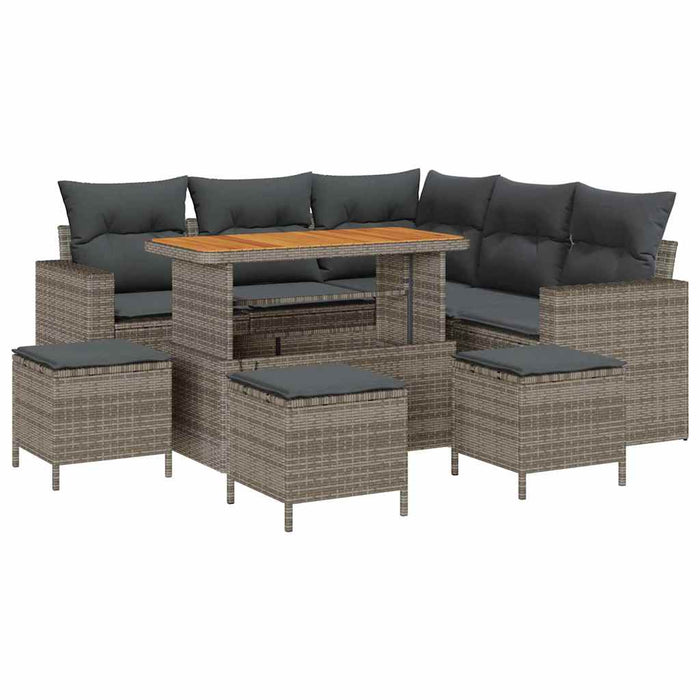 Set de canapele pentru grădină cu pernă cu depozitare 9 pcs Gri - WALTI WALTI