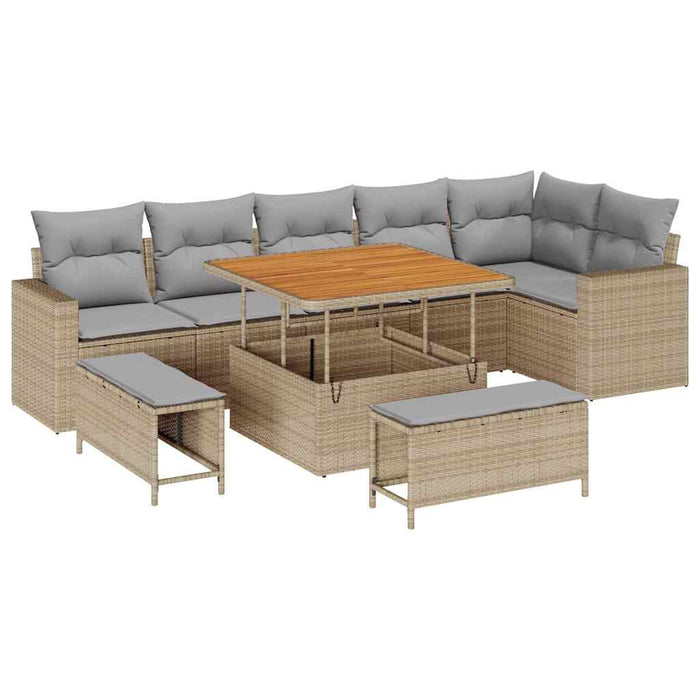 Set de canapele pentru grădină 11 pcs Beige și gri deschis - WALTI WALTI