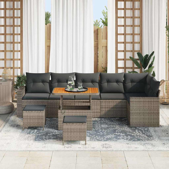 Set de canapele pentru grădină cu pernă cu depozitare 9 pcs Gri - WALTI WALTI