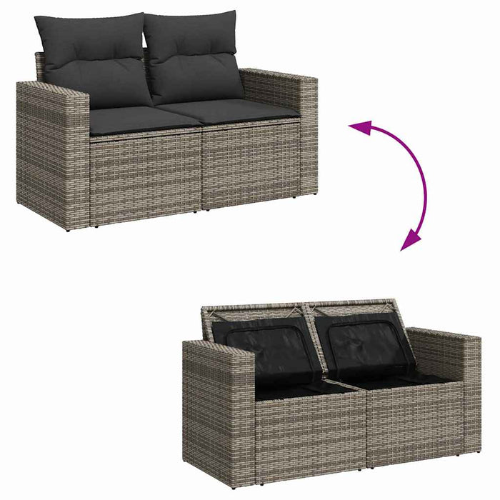 Set de canapele pentru grădină cu pernă cu depozitare 9 pcs Gri - WALTI WALTI