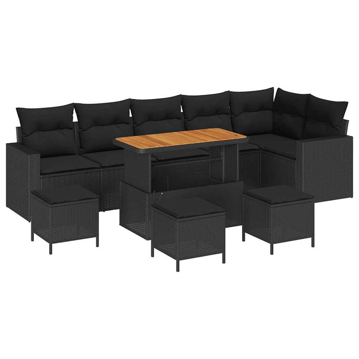 Set de canapele pentru grădină 10 pcs Negru 110 x 55 x 71 cm - WALTI WALTI