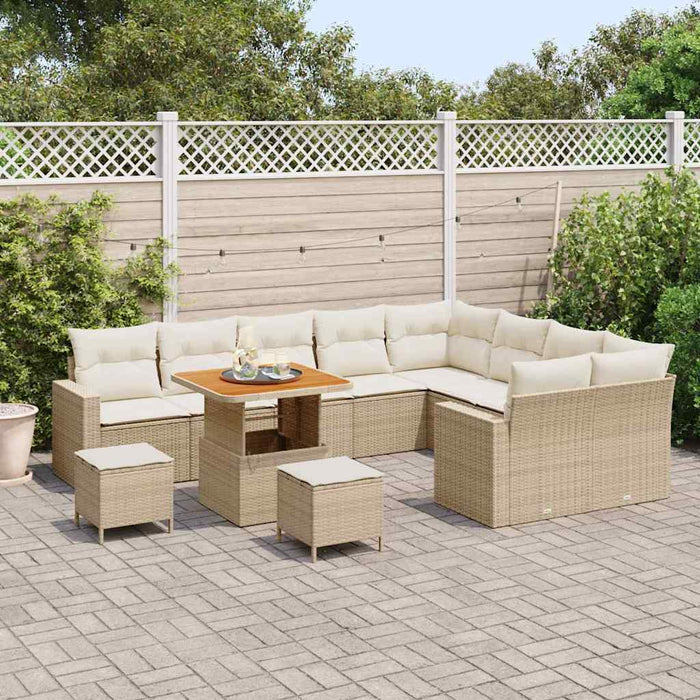 Set de canapele pentru grădină cu pernă 12 pcs bej și crem - WALTI WALTI