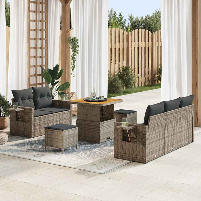 Set de canapele pentru grădină cu pernă 8 pcs Gri poliratan - WALTI WALTI