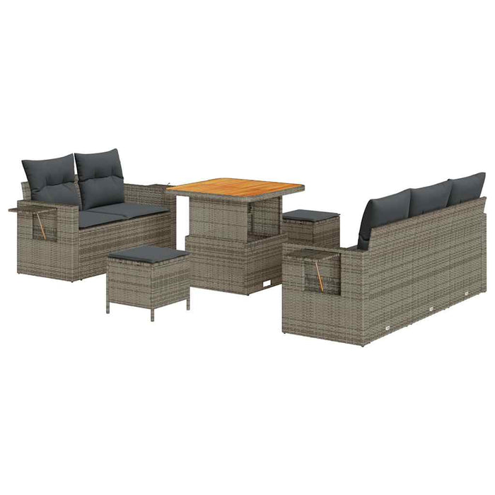 Set de canapele pentru grădină cu pernă 8 pcs Gri poliratan - WALTI WALTI
