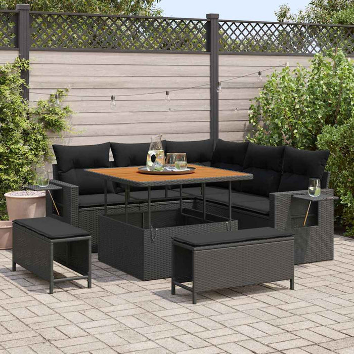 Set de canapele pentru grădină 8 pcs Negru 100 x 100 x 71 cm - WALTI WALTI