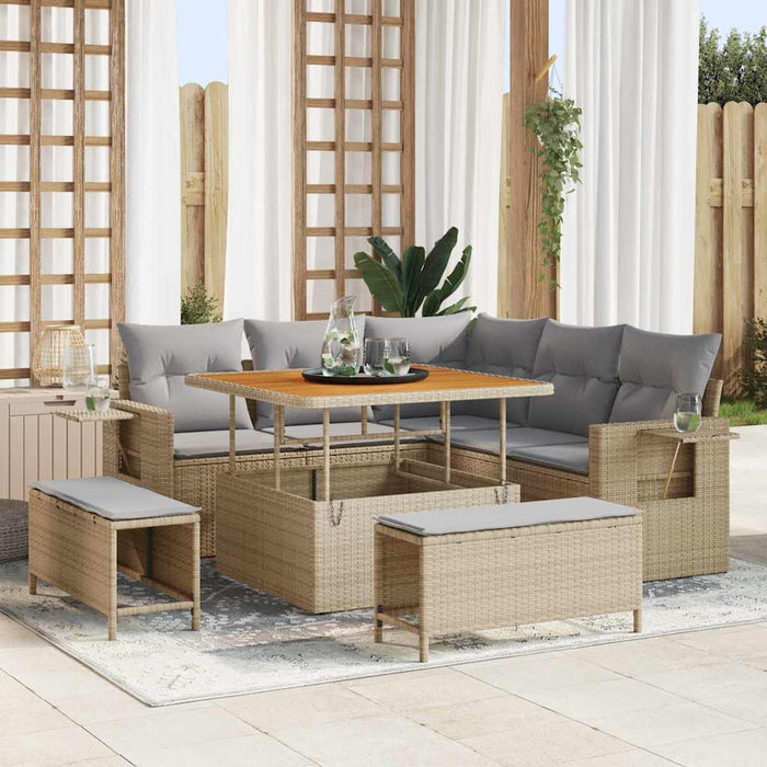 Set de canapele pentru grădină 9 pcs Beige și gri deschis - WALTI WALTI