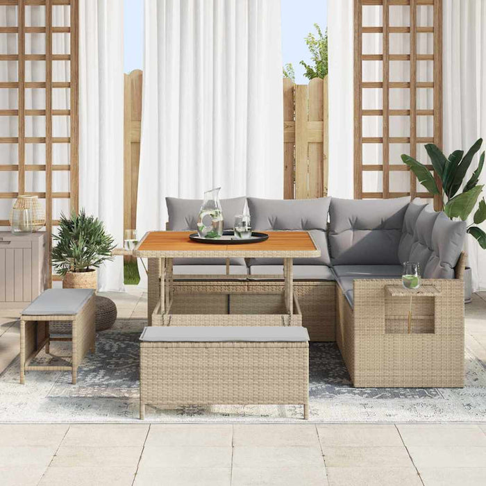 Set de canapele pentru grădină 9 pcs Beige și gri deschis - WALTI WALTI