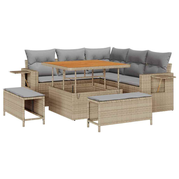 Set de canapele pentru grădină 9 pcs Beige și gri deschis - WALTI WALTI
