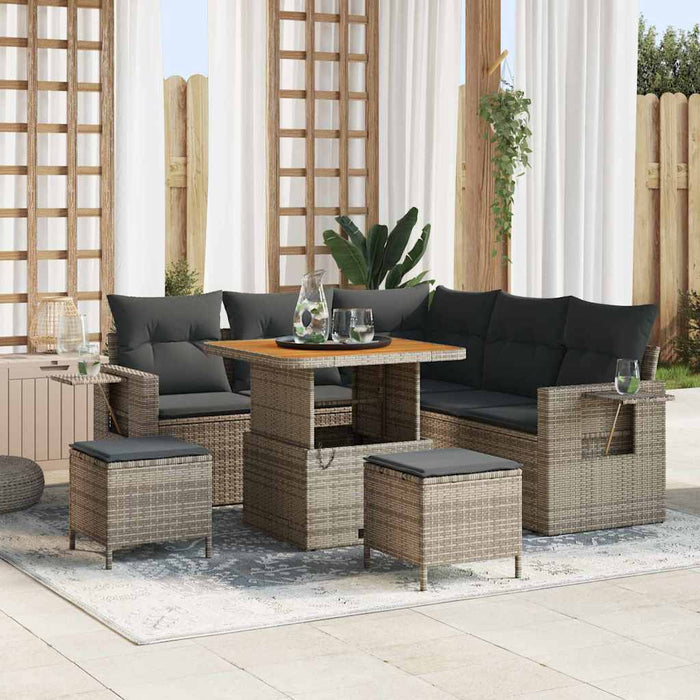Set de canapele pentru grădină cu pernă 9 pcs Gri poliratan - WALTI WALTI