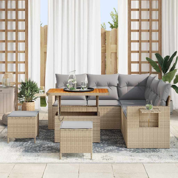 Set de canapele pentru grădină 9 pcs Beige și gri deschis - WALTI WALTI