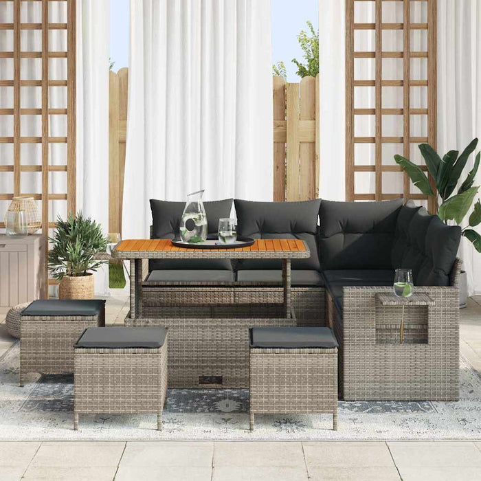 Set de canapele pentru grădină cu pernă 10 pcs Gri poliratan - WALTI WALTI