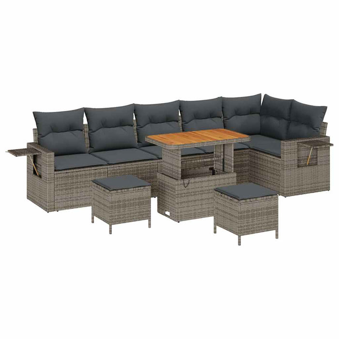 Set de canapele pentru grădină cu pernă 11 pcs Gri poliratan - WALTI WALTI