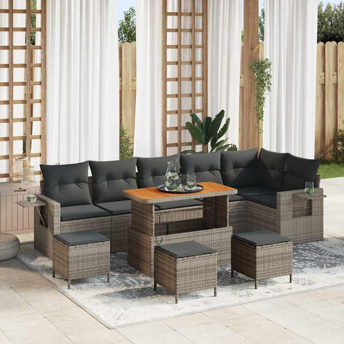 Set de canapele pentru grădină cu pernă 12 pcs Gri poliratan - WALTI WALTI