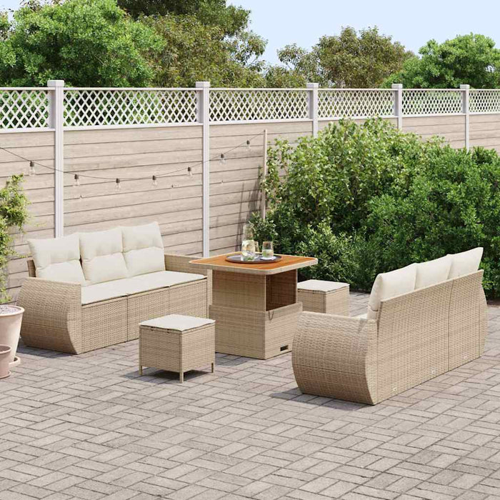 Set de canapele pentru grădină cu pernă 9 pcs bej și crem - WALTI WALTI