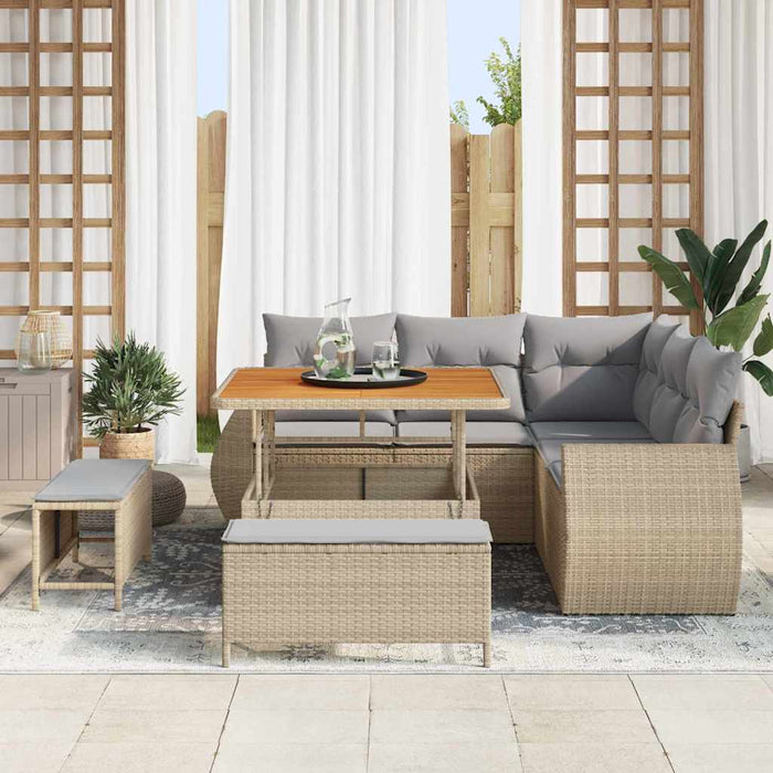 Set de canapele pentru grădină 8 pcs bej și gri deschis - WALTI WALTI
