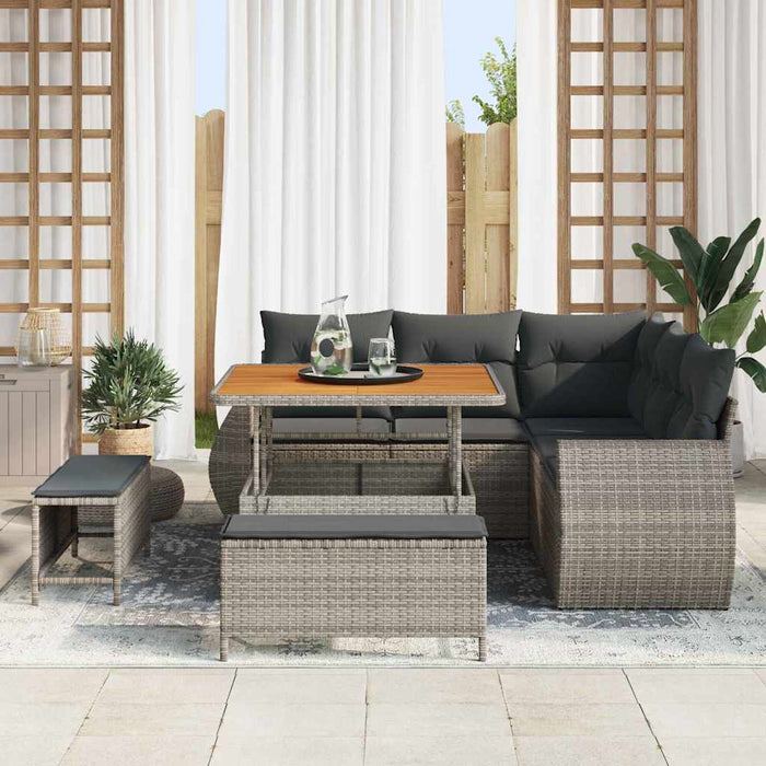 Set de canapele pentru grădină cu pernă 8 pcs Gri poliratan - WALTI WALTI