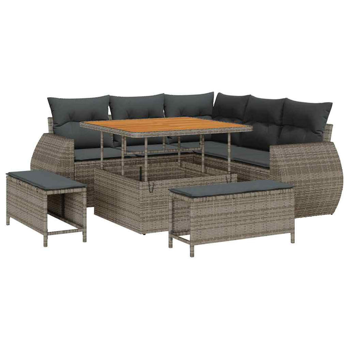 Set de canapele pentru grădină cu pernă 8 pcs Gri poliratan - WALTI WALTI