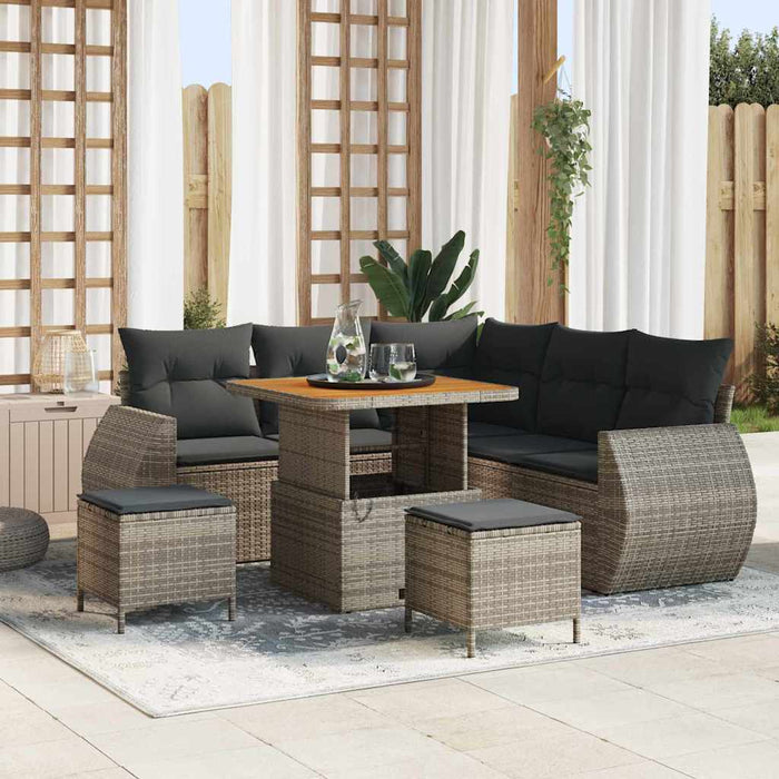 Set de canapele pentru grădină cu pernă 8 pcs Gri poliratan - WALTI WALTI