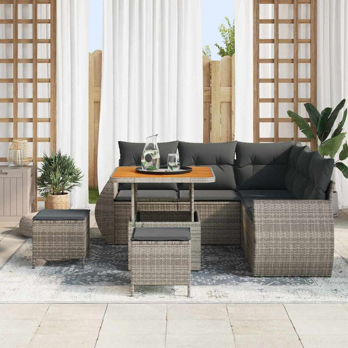 Set de canapele pentru grădină cu pernă 8 pcs Gri poliratan - WALTI WALTI