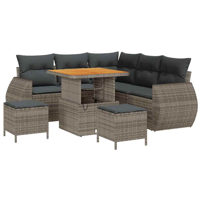 Set de canapele pentru grădină cu pernă 8 pcs Gri poliratan - WALTI WALTI