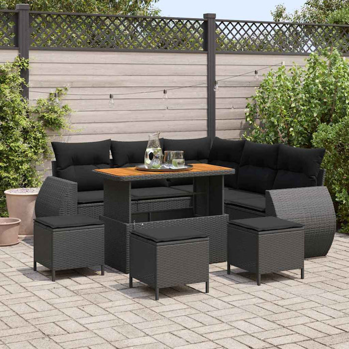 Set de canapele pentru grădină 9 pcs Negru 110 x 55 x 71 cm - WALTI WALTI