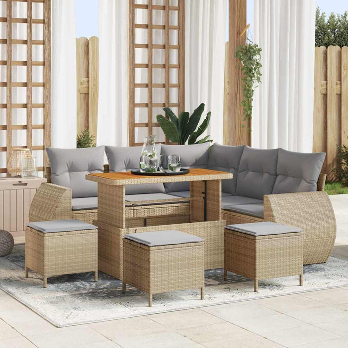 Set de canapele pentru grădină 9 pcs Beige și gri deschis - WALTI WALTI
