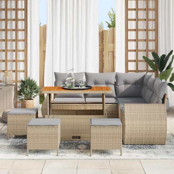 Set de canapele pentru grădină 9 pcs Beige și gri deschis - WALTI WALTI