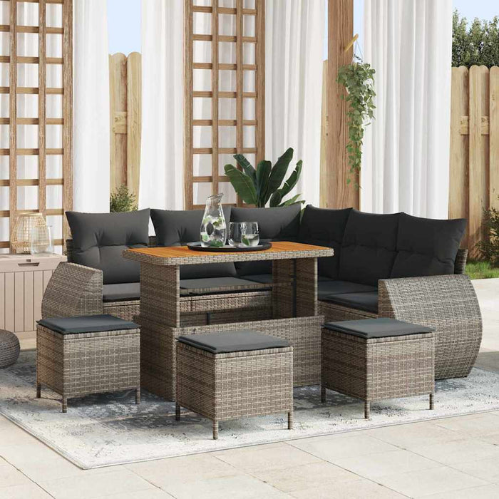 Set de canapele pentru grădină cu pernă 9 pcs Gri poliratan - WALTI WALTI