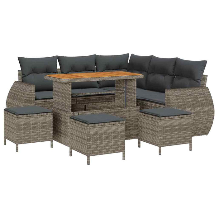 Set de canapele pentru grădină cu pernă 9 pcs Gri poliratan - WALTI WALTI