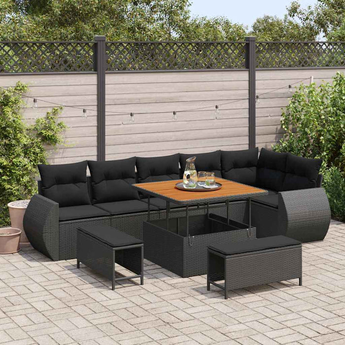 Set de canapele pentru grădină 9 pcs Negru 100 x 100 x 71 cm - WALTI WALTI
