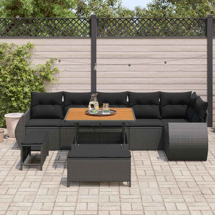 Set de canapele pentru grădină 9 pcs Negru 100 x 100 x 71 cm - WALTI WALTI