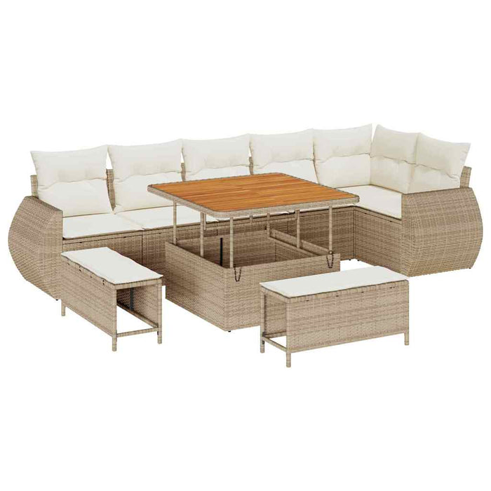 Set de canapele pentru grădină cu pernă 9 pcs bej și crem - WALTI WALTI