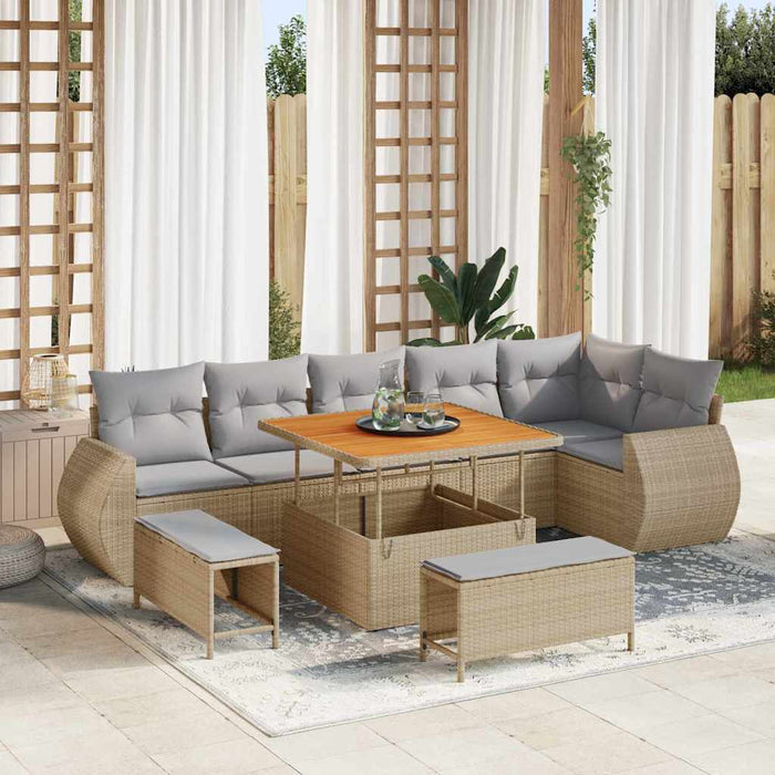 Set de canapele pentru grădină 9 pcs bej și gri deschis - WALTI WALTI