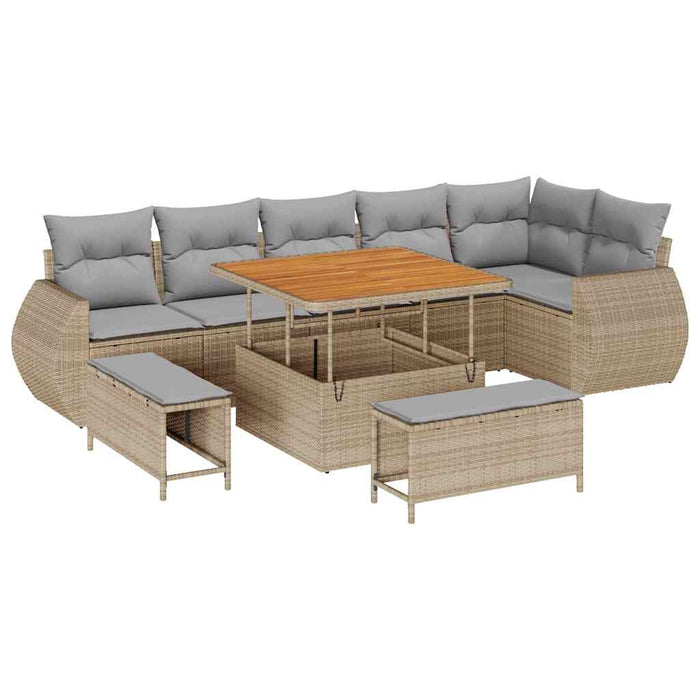 Set de canapele pentru grădină 9 pcs bej și gri deschis - WALTI WALTI