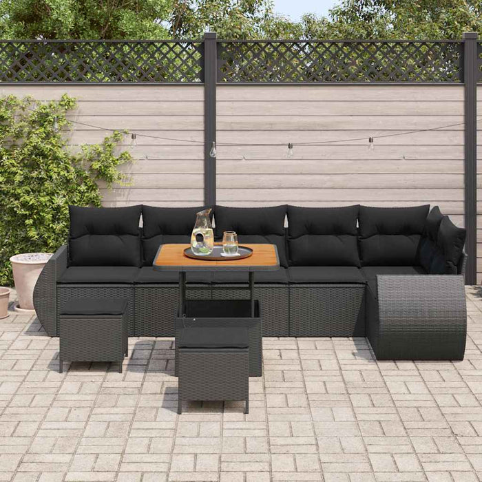 Set de canapele pentru grădină 9 pcs Negru 80 x 80 x 71 cm - WALTI WALTI