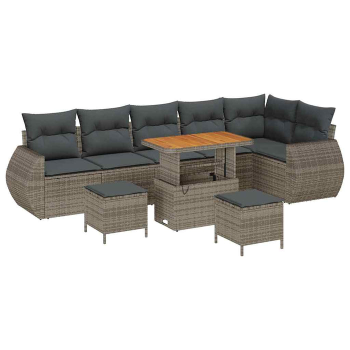 Set de canapele pentru grădină cu pernă 9 pcs Gri Poli Rattan - WALTI WALTI