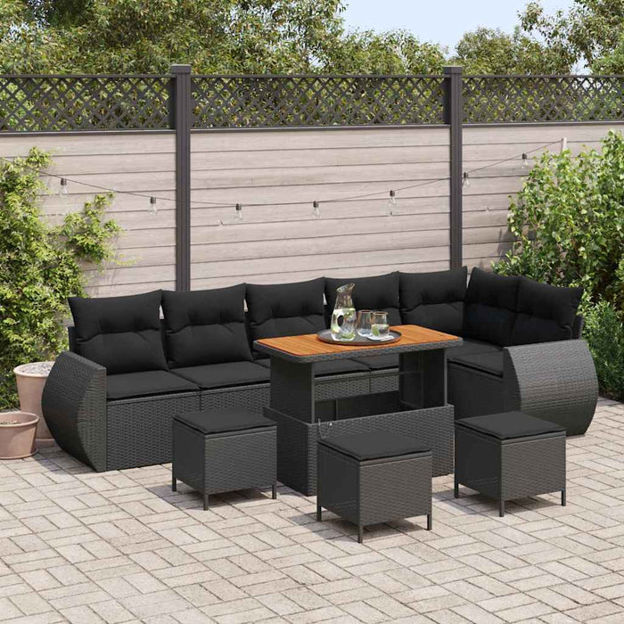 Set de canapele pentru grădină 10 pcs Negru 110 x 55 x 71 cm - WALTI WALTI