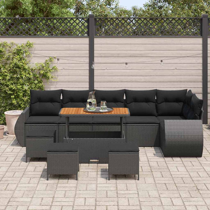 Set de canapele pentru grădină 10 pcs Negru 110 x 55 x 71 cm - WALTI WALTI