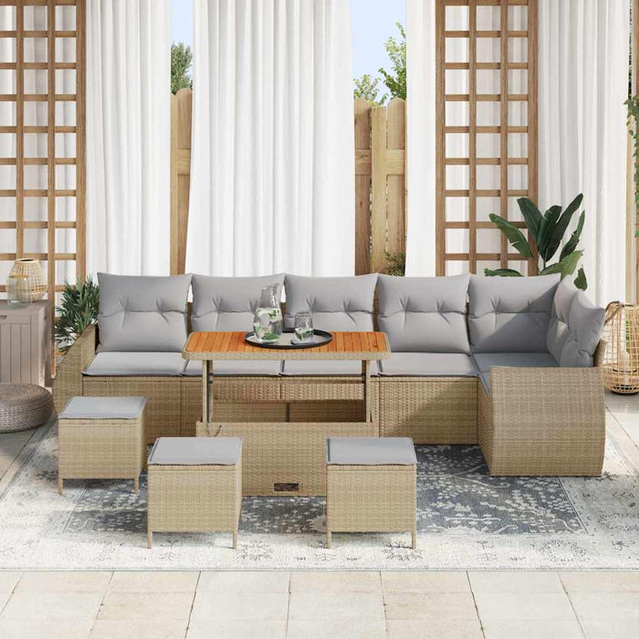 Set de canapele pentru grădină 10 pcs Beige și gri deschis - WALTI WALTI