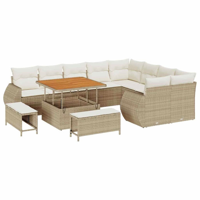Set de canapele pentru grădină cu pernă 12 pcs bej și crem - WALTI WALTI