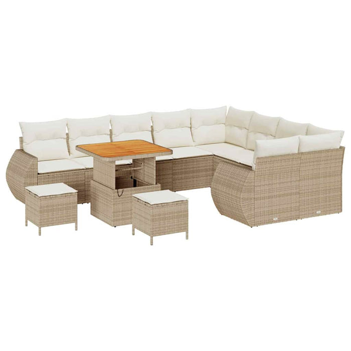 Set de canapele pentru grădină cu pernă 12 pcs bej și crem - WALTI WALTI