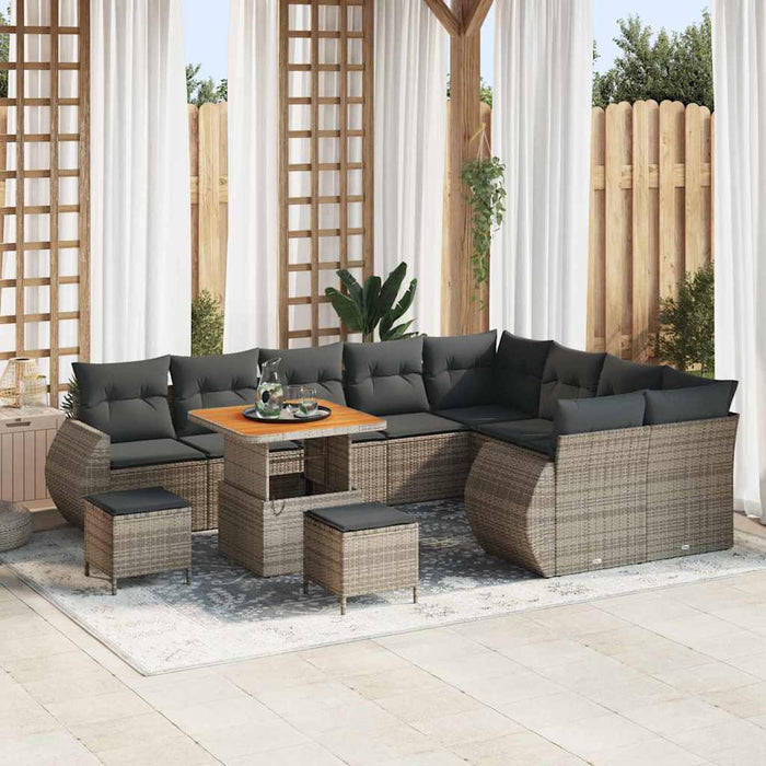 Set de canapele pentru grădină cu pernă 12 pcs Gri Poli Rattan - WALTI WALTI
