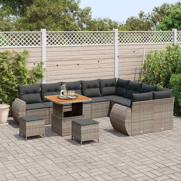 Set de canapele pentru grădină cu pernă 12 pcs Gri Poli Rattan - WALTI WALTI