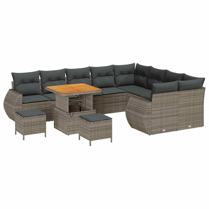 Set de canapele pentru grădină cu pernă 12 pcs Gri Poli Rattan - WALTI WALTI
